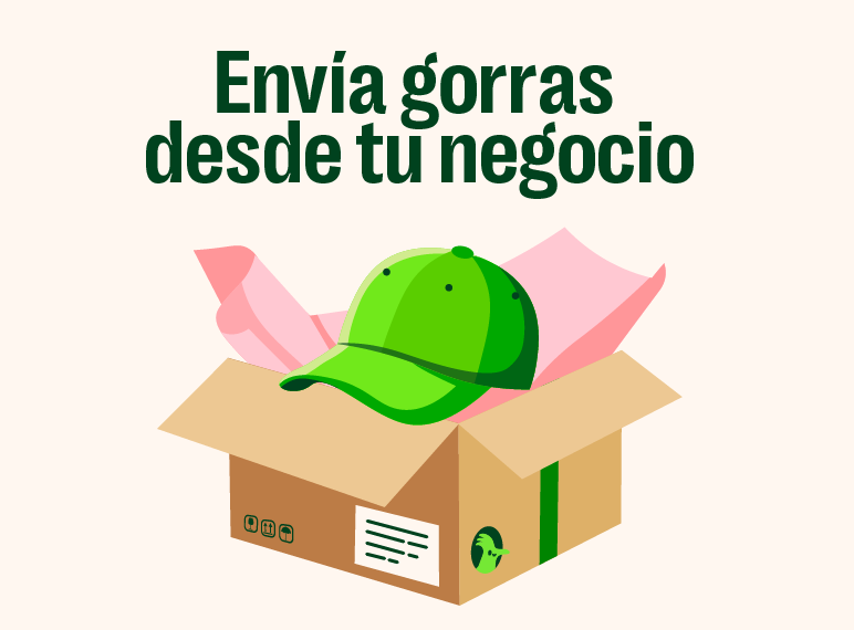 envía gorras desde tu negocio - dibujo de una gorra en su caja