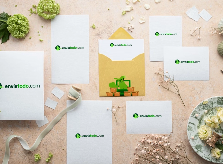Tarjetas de presentación para envíos con el logo de enviatodo como ejemplo- Envíos para imprentas 